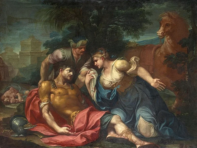 1734-Pasquale Ciaramponi - Erminia e Vafrin trovano il ferito Tancredi - attribuito
